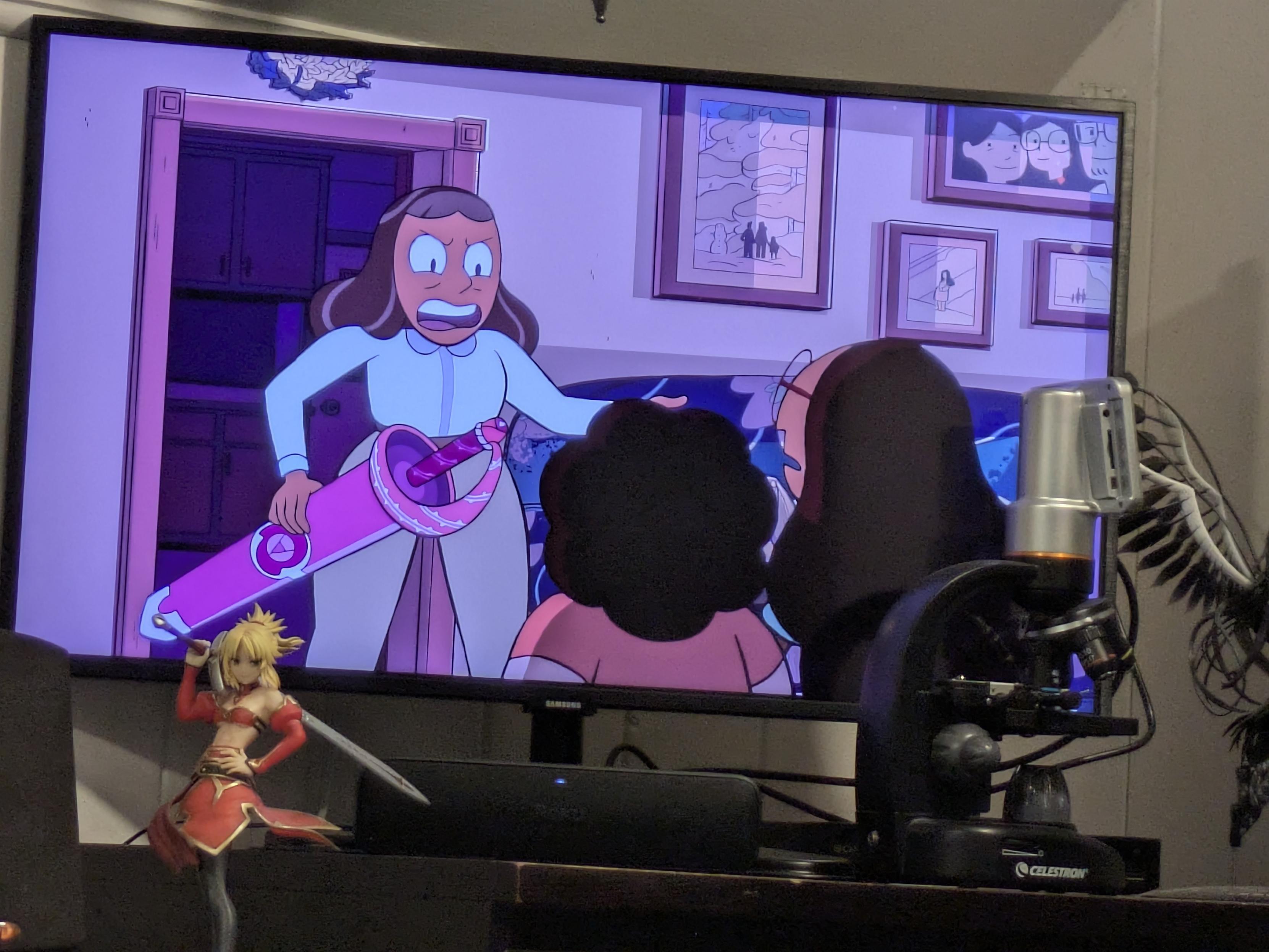 Dr. Maheswaren yells at Connie and Steven after confiscating Rose's sword in its scabbard